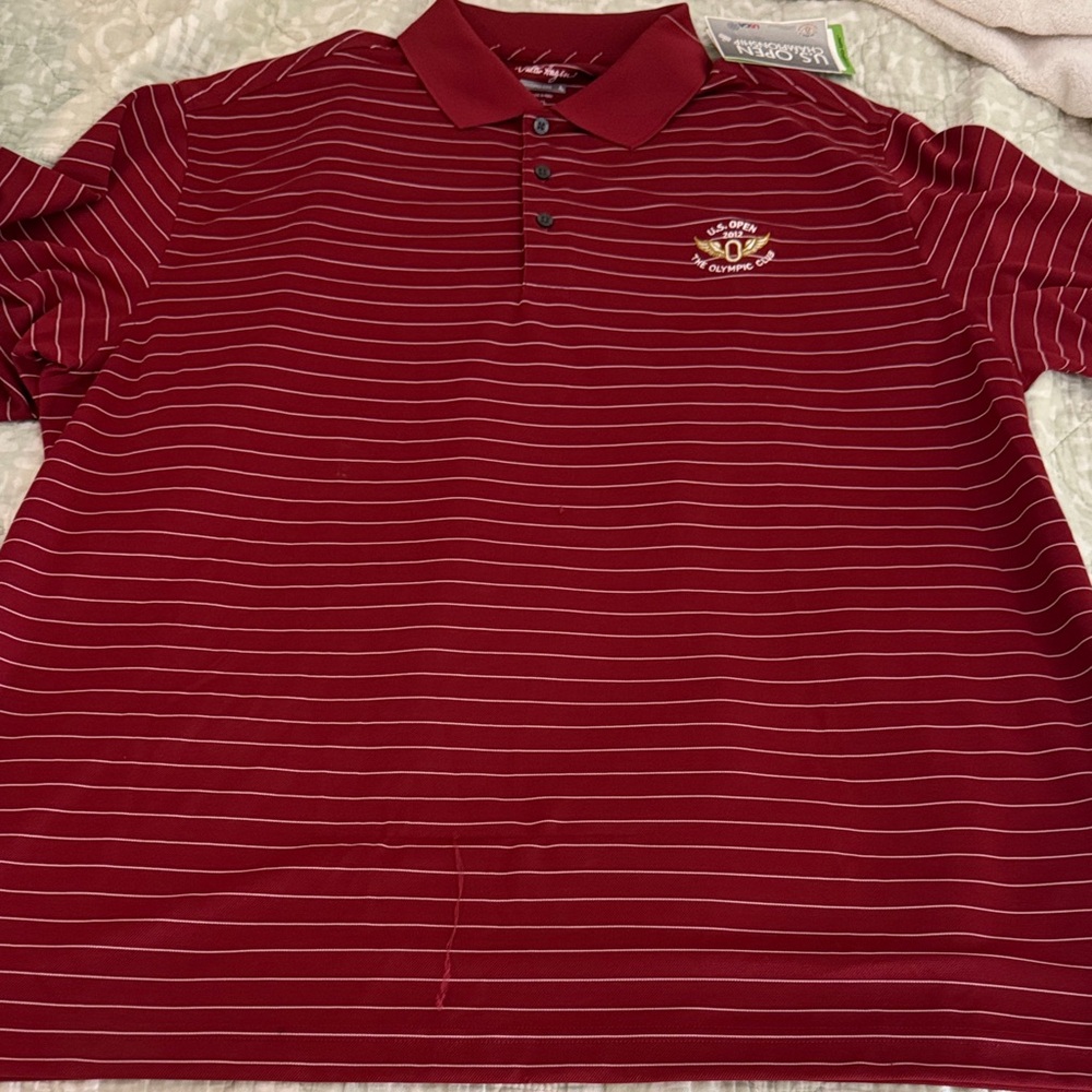 Men's Maroon Striped Polo Shirt